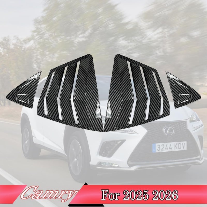 MUXEE Window Louver， 2Pcs Side Vent Window Louvers for Toyota Camry 2025 2026, ABS Print Sport Window Decorative Covers, Exterior Trim Accessories - Carbon Fiber - Image 2